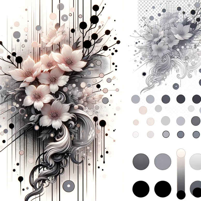 Delikatne kwiaty - Free tattoo design ideas ai genereted - inkby.ai