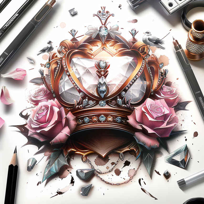 Korony i diamenty - Free tattoo design ideas ai genereted - inkby.ai