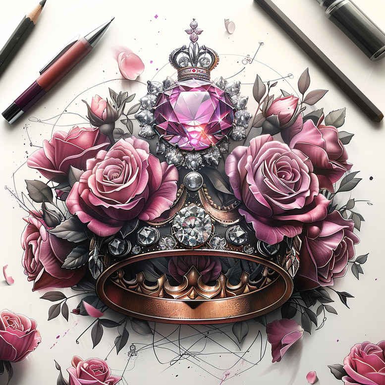 Korony i diamenty - Free tattoo design ideas ai genereted - inkby.ai