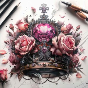 Korony i diamenty - Free tattoo design ideas ai genereted - inkby.ai