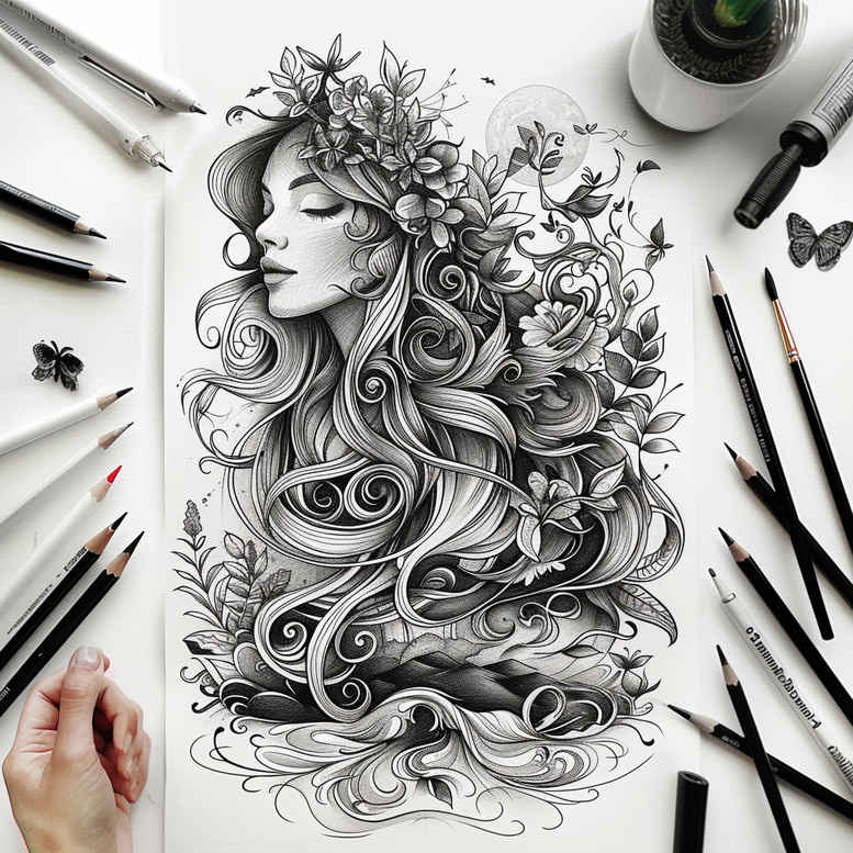 Postacie. - Free tattoo design ideas ai genereted - inkby.ai