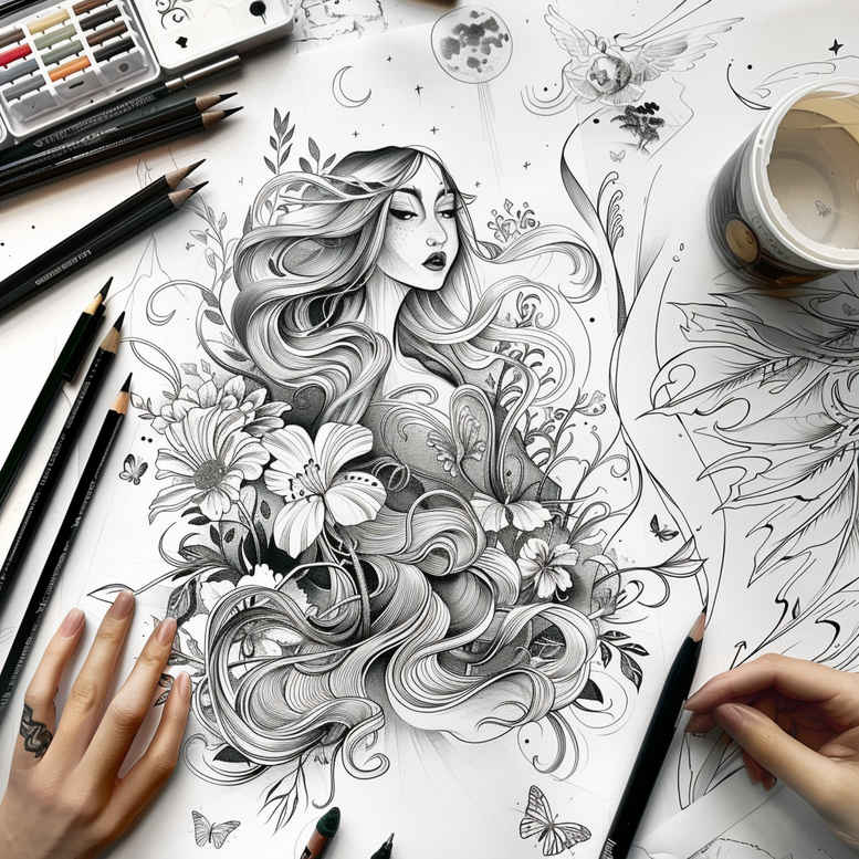 Postacie. - Free tattoo design ideas ai genereted - inkby.ai