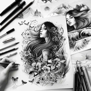 Postacie. - Free tattoo design ideas ai genereted - inkby.ai