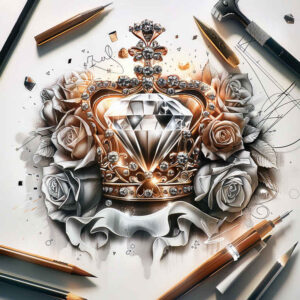 Korony i diamenty - Free tattoo design ideas ai genereted - inkby.ai