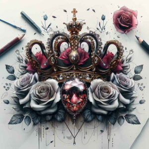 Korony i diamenty - Free tattoo design ideas ai genereted - inkby.ai