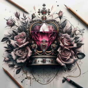 Korony i diamenty - Free tattoo design ideas ai genereted - inkby.ai