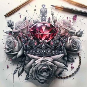 Korony i diamenty - Free tattoo design ideas ai genereted - inkby.ai