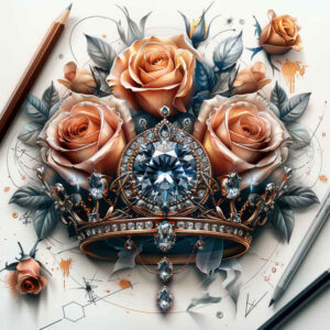 Korony i diamenty - Free tattoo design ideas ai genereted - inkby.ai