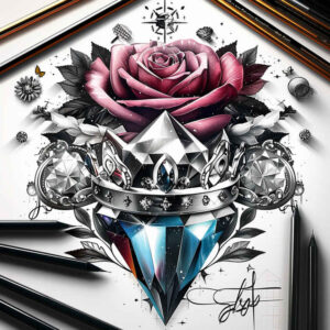 Korony i diamenty - Free tattoo design ideas ai genereted - inkby.ai