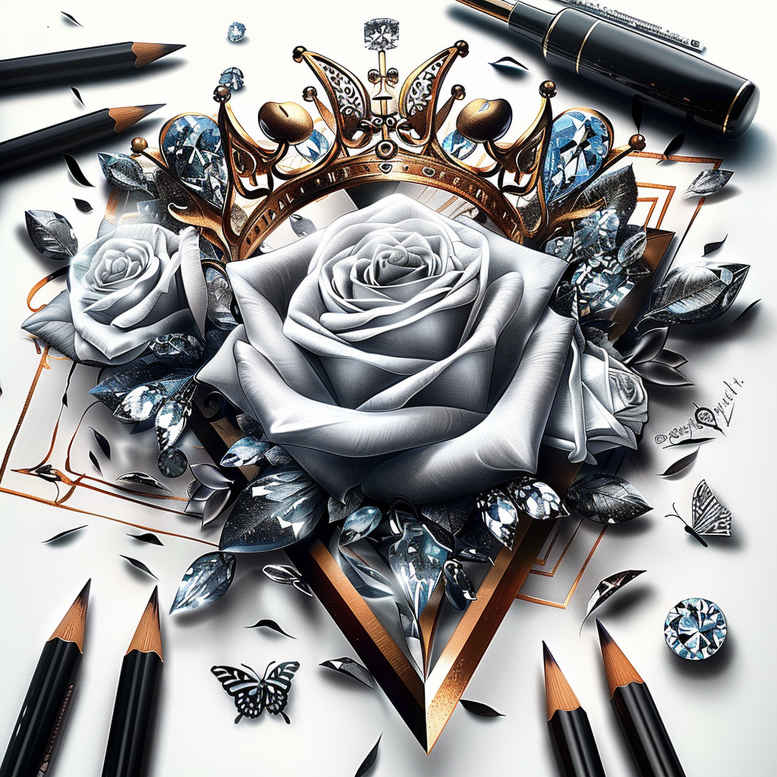 Korony i diamenty - Free tattoo design ideas ai genereted - inkby.ai