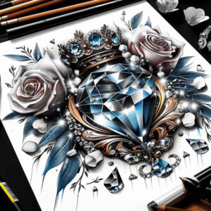 Korony i diamenty - Free tattoo design ideas ai genereted - inkby.ai