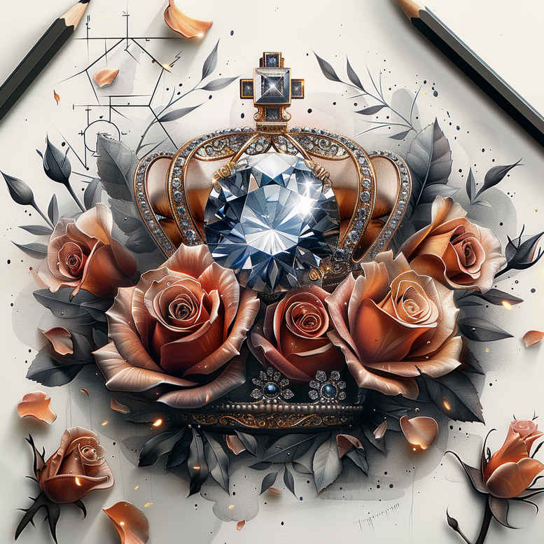 Korony i diamenty - Free tattoo design ideas ai genereted - inkby.ai