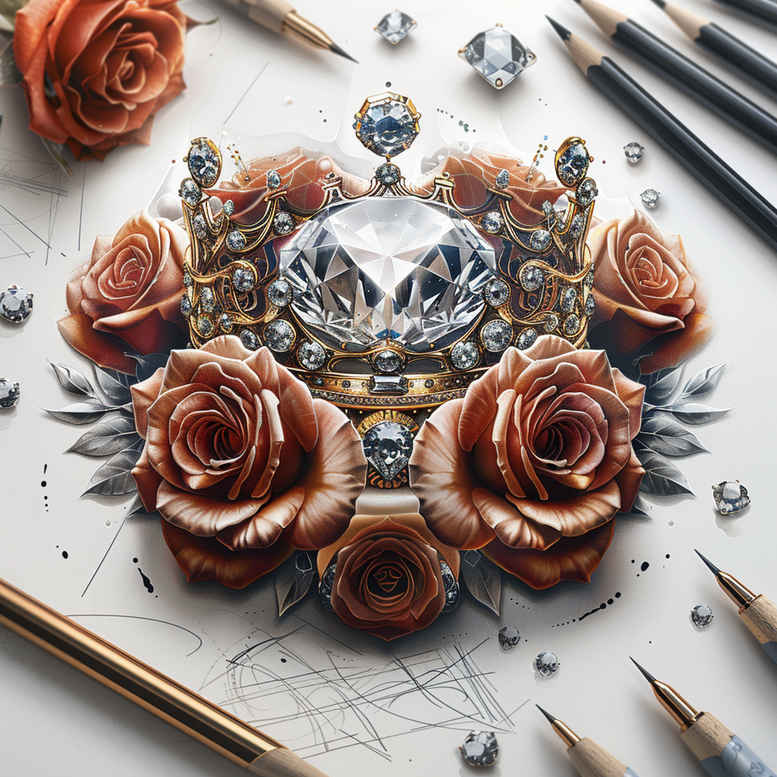 Korony i diamenty - Free tattoo design ideas ai genereted - inkby.ai