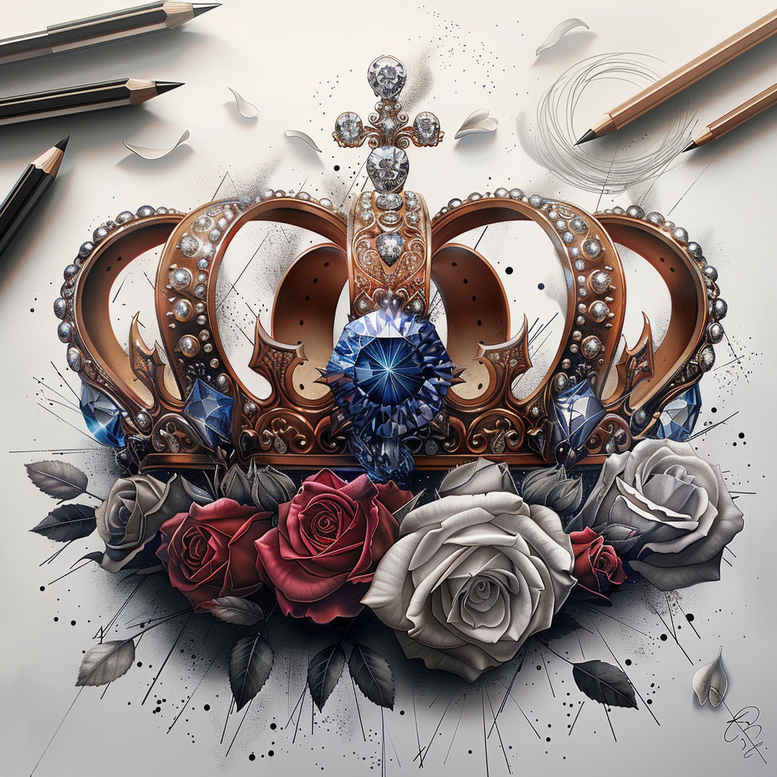 Korony i diamenty - Free tattoo design ideas ai genereted - inkby.ai