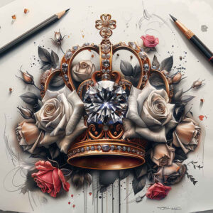 Korony i diamenty - Free tattoo design ideas ai genereted - inkby.ai