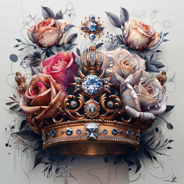 Korony i diamenty - Free tattoo design ideas ai genereted - inkby.ai