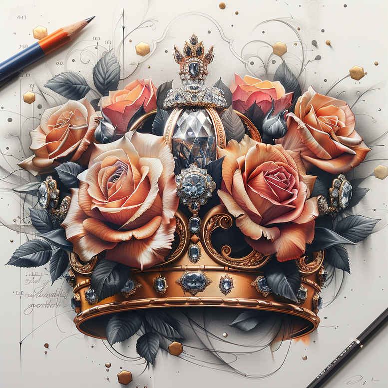 Korony i diamenty - Free tattoo design ideas ai genereted - inkby.ai