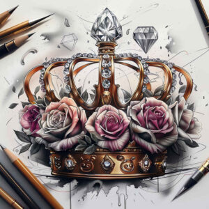 Korony i diamenty - Free tattoo design ideas ai genereted - inkby.ai