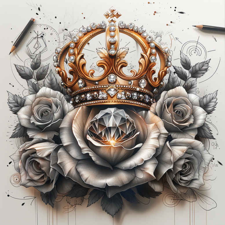 Korony i diamenty - Free tattoo design ideas ai genereted - inkby.ai