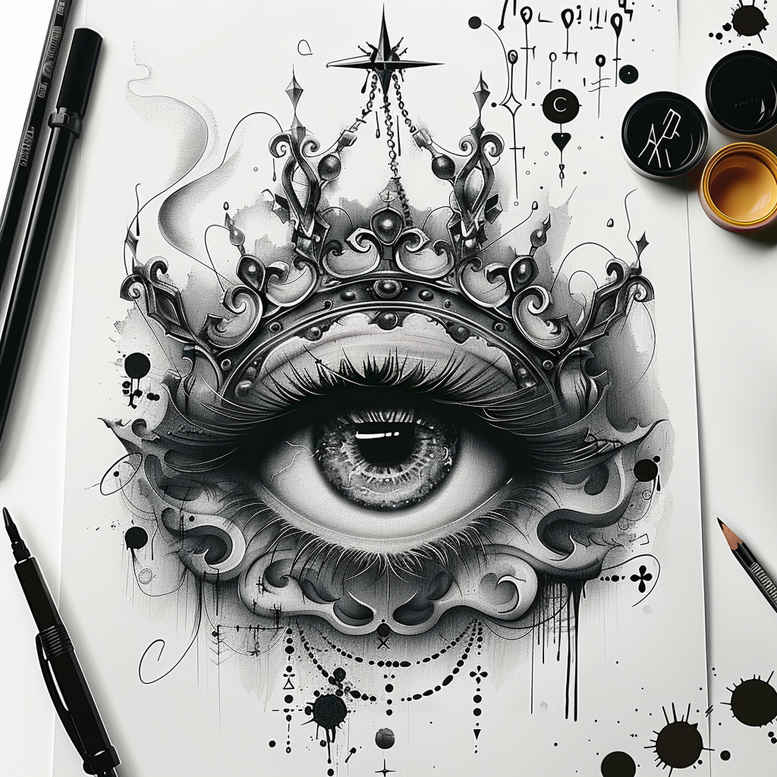 Korony i diamenty - Free tattoo design ideas ai genereted - inkby.ai