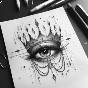 Korony i diamenty - Free tattoo design ideas ai genereted - inkby.ai