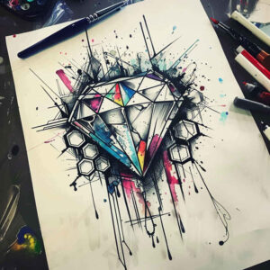 Korony i diamenty - Free tattoo design ideas ai genereted - inkby.ai