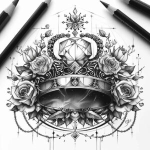 Korony i diamenty - Free tattoo design ideas ai genereted - inkby.ai