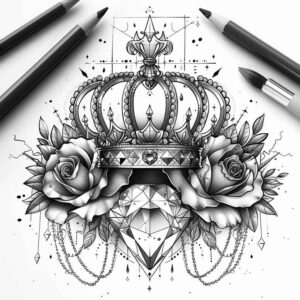 Korony i diamenty - Free tattoo design ideas ai genereted - inkby.ai