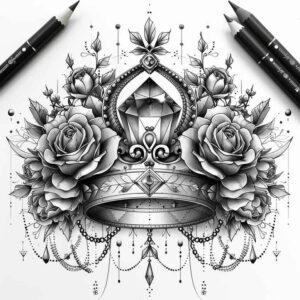 Korony i diamenty - Free tattoo design ideas ai genereted - inkby.ai