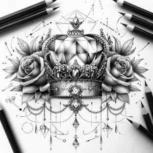 Korony i diamenty - Free tattoo design ideas ai genereted - inkby.ai