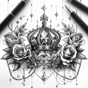 Korony i diamenty - Free tattoo design ideas ai genereted - inkby.ai