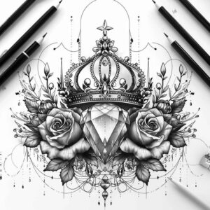 Korony i diamenty - Free tattoo design ideas ai genereted - inkby.ai