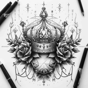 Korony i diamenty - Free tattoo design ideas ai genereted - inkby.ai