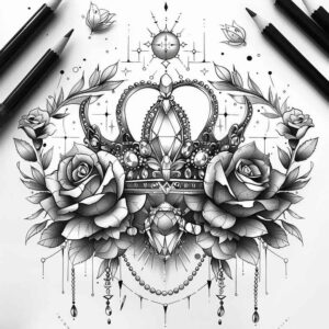 Korony i diamenty - Free tattoo design ideas ai genereted - inkby.ai