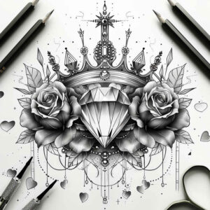 Korony i diamenty - Free tattoo design ideas ai genereted - inkby.ai