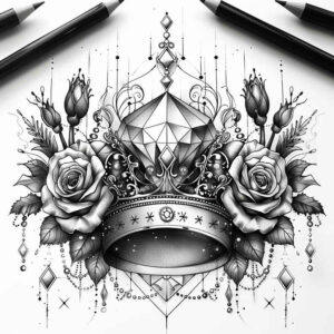 Korony i diamenty - Free tattoo design ideas ai genereted - inkby.ai