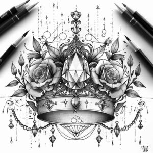 Korony i diamenty - Free tattoo design ideas ai genereted - inkby.ai