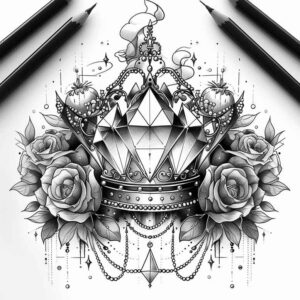 Korony i diamenty - Free tattoo design ideas ai genereted - inkby.ai