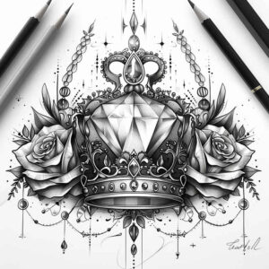 Korony i diamenty - Free tattoo design ideas ai genereted - inkby.ai