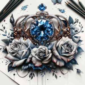 Korony i diamenty - Free tattoo design ideas ai genereted - inkby.ai