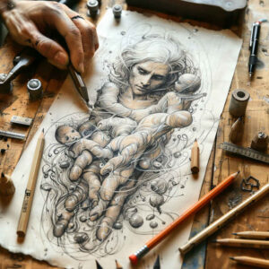 Surrealistyczne postacie - Free tattoo design ideas ai genereted - inkby.ai