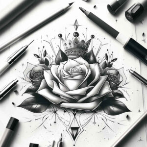 Korony i diamenty - Free tattoo design ideas ai genereted - inkby.ai