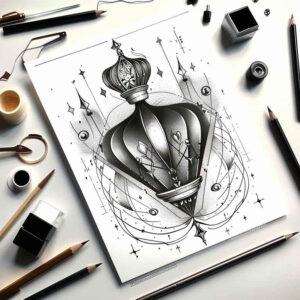 Korony i diamenty - Free tattoo design ideas ai genereted - inkby.ai