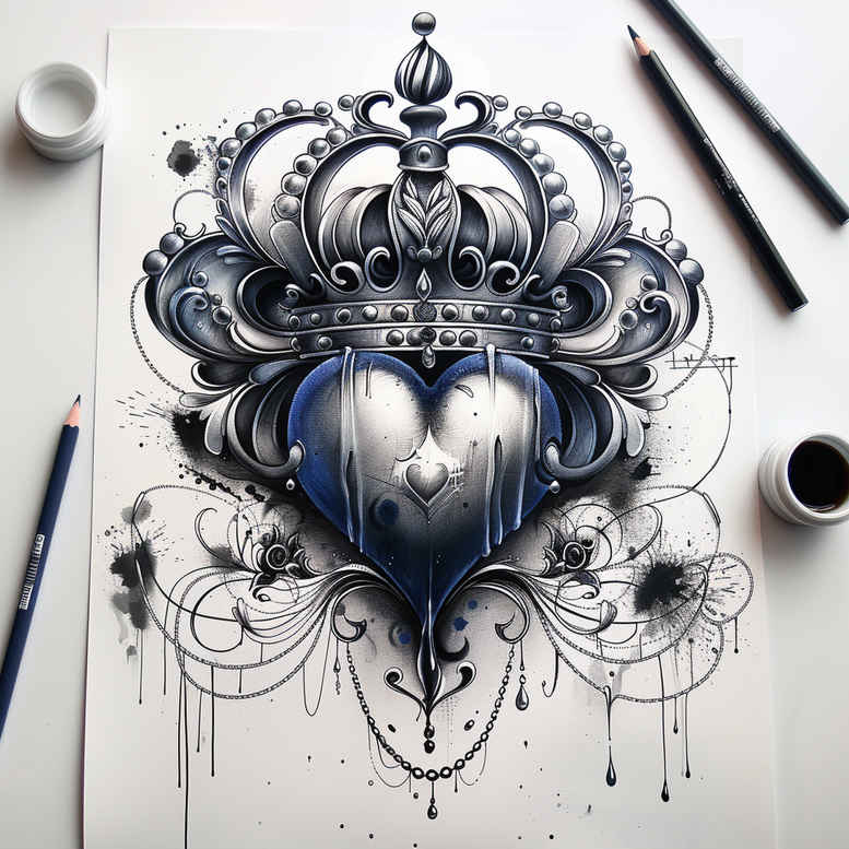 Korony i diamenty - Free tattoo design ideas ai genereted - inkby.ai