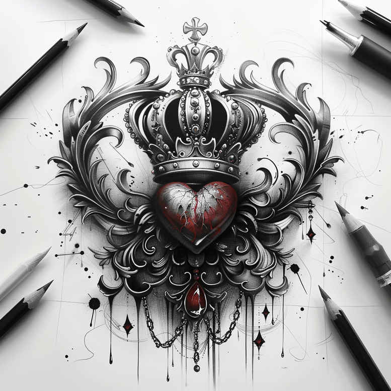 Korony i diamenty - Free tattoo design ideas ai genereted - inkby.ai