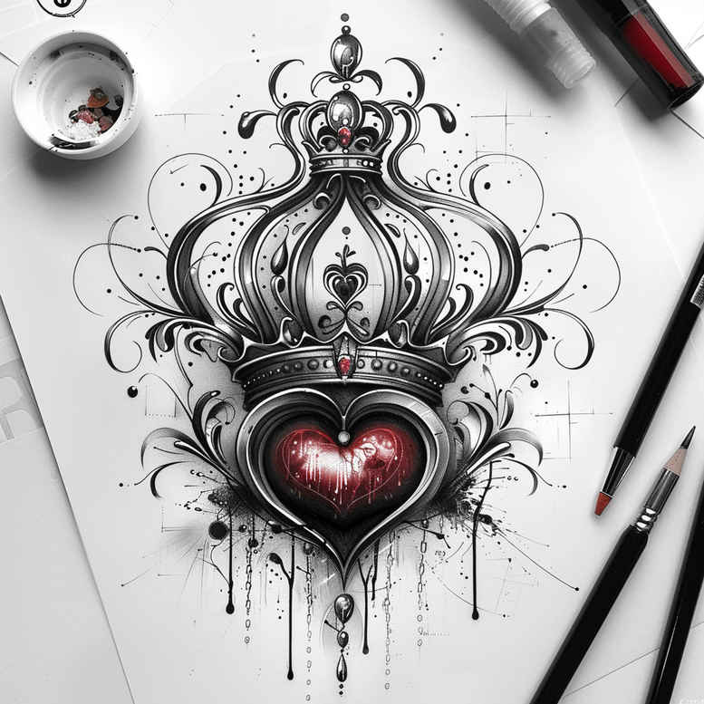 Korony i diamenty - Free tattoo design ideas ai genereted - inkby.ai