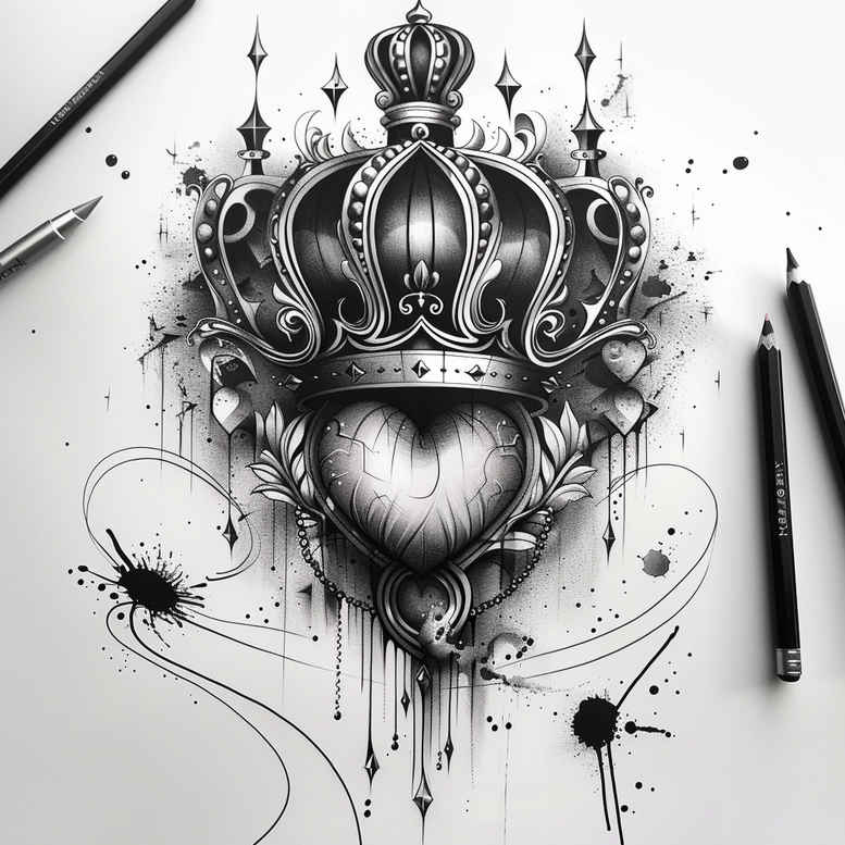 Korony i diamenty - Free tattoo design ideas ai genereted - inkby.ai