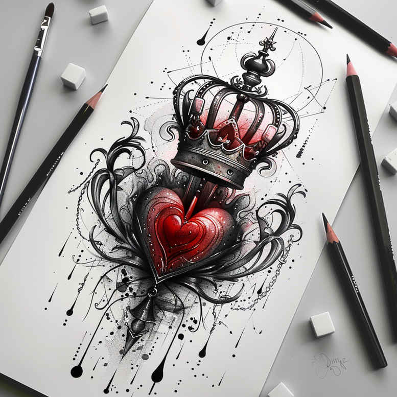 Korony i diamenty - Free tattoo design ideas ai genereted - inkby.ai
