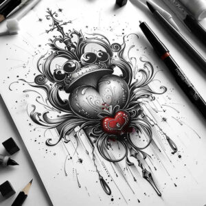 Korony i diamenty - Free tattoo design ideas ai genereted - inkby.ai