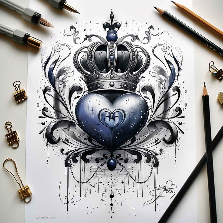 Korony i diamenty - Free tattoo design ideas ai genereted - inkby.ai